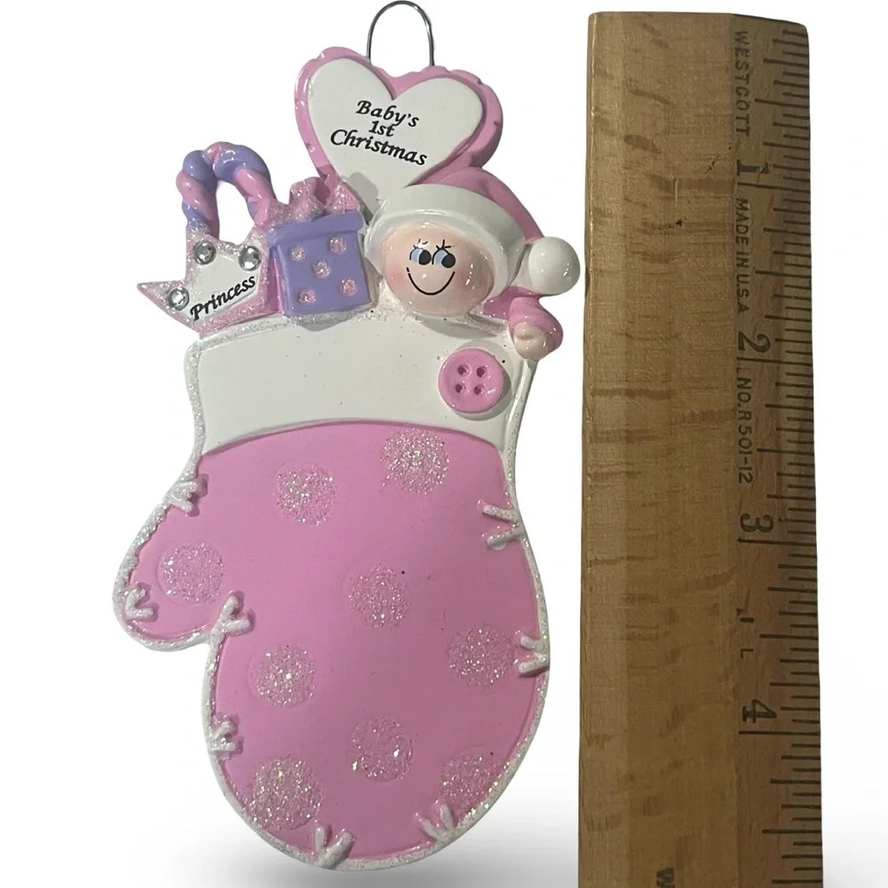 Personalizeable Baby Girl First Christmas Ornament
